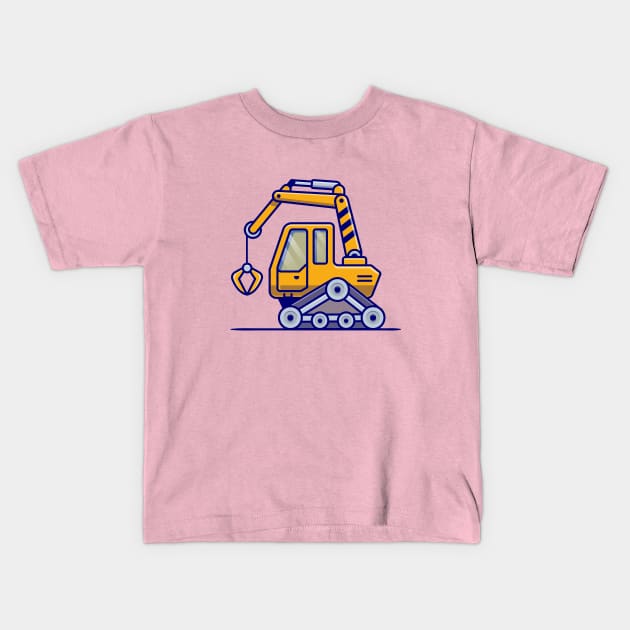 Tractor Vehicle Cartoon Illustration Kids T-Shirt by Catalyst Labs